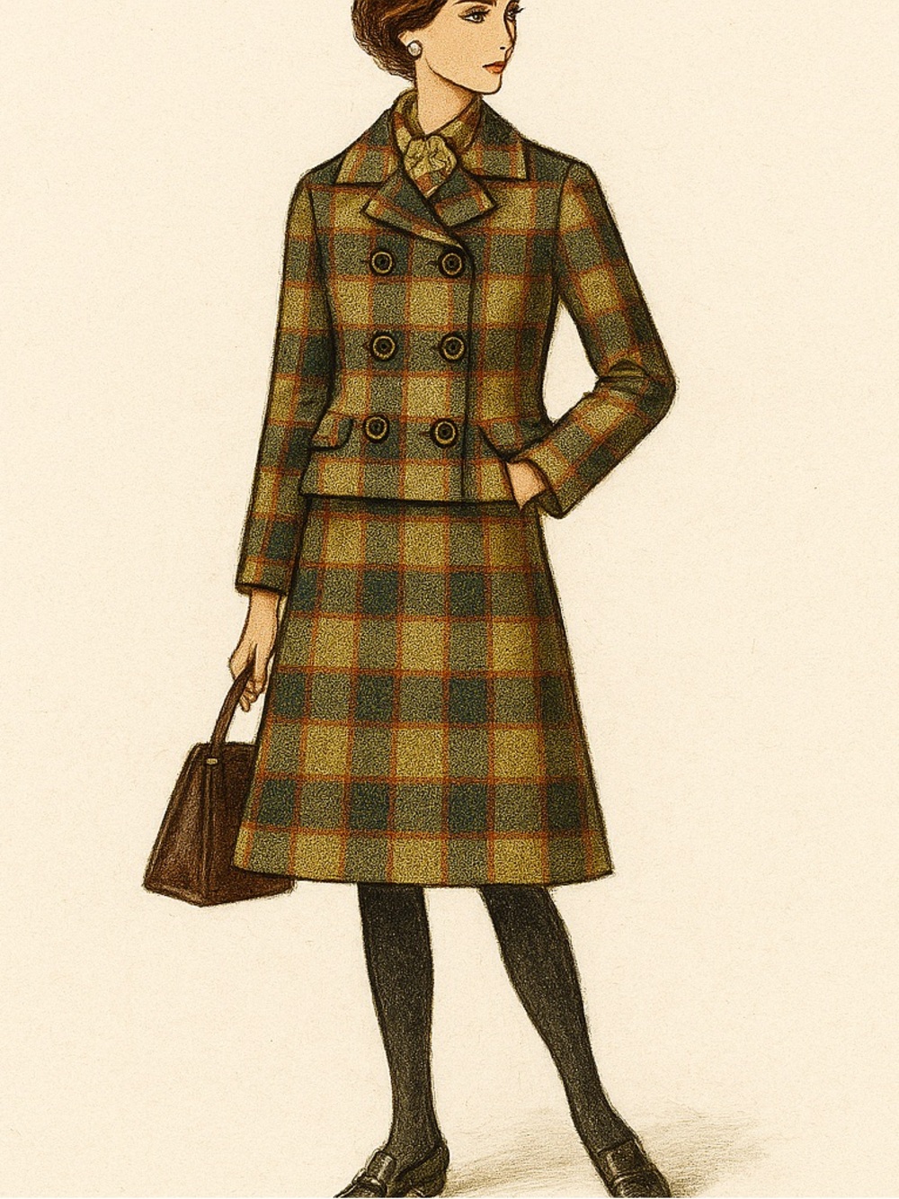 Vintage Vogue Paris Original Plaid Blazer & Skirt Set